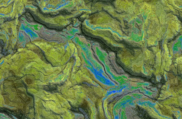 Detailed map showing terrain features and elevation data used for a Topographical Survey in land development and planning.